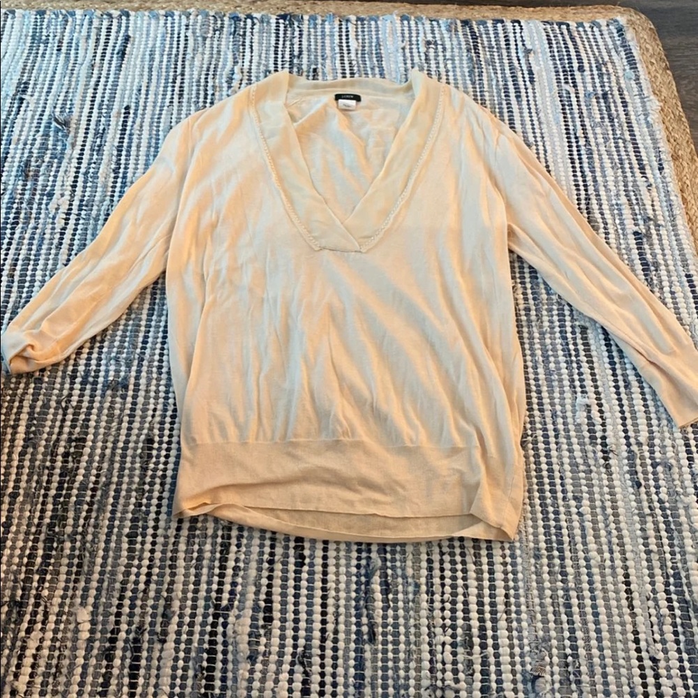 J. Crew Size XL Cream V Neck Sweater Like New